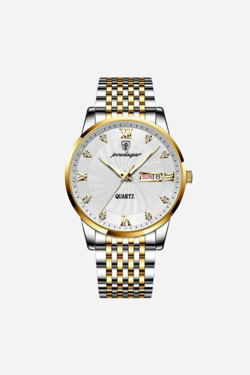 Camborne 40mm men's watch, polar gold, steel case and bracelet