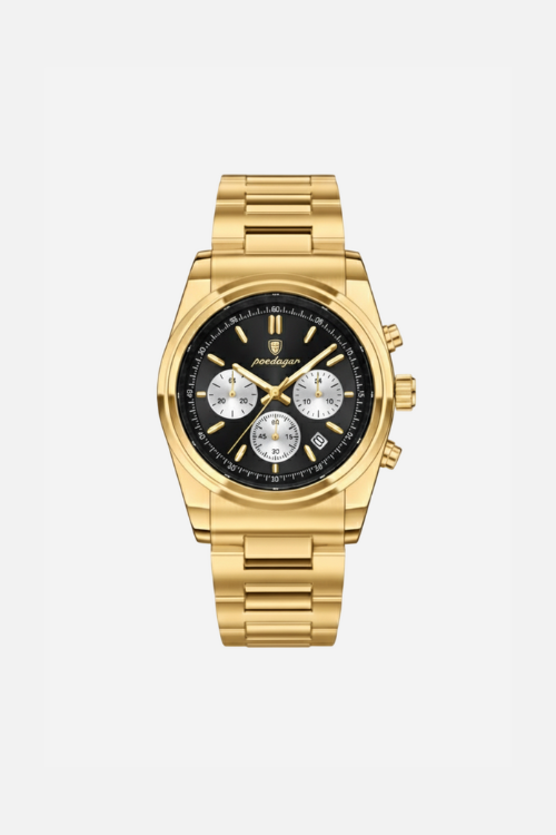 Camden 40mm men's watch, onyx gold, steel case, chronograph-style dial