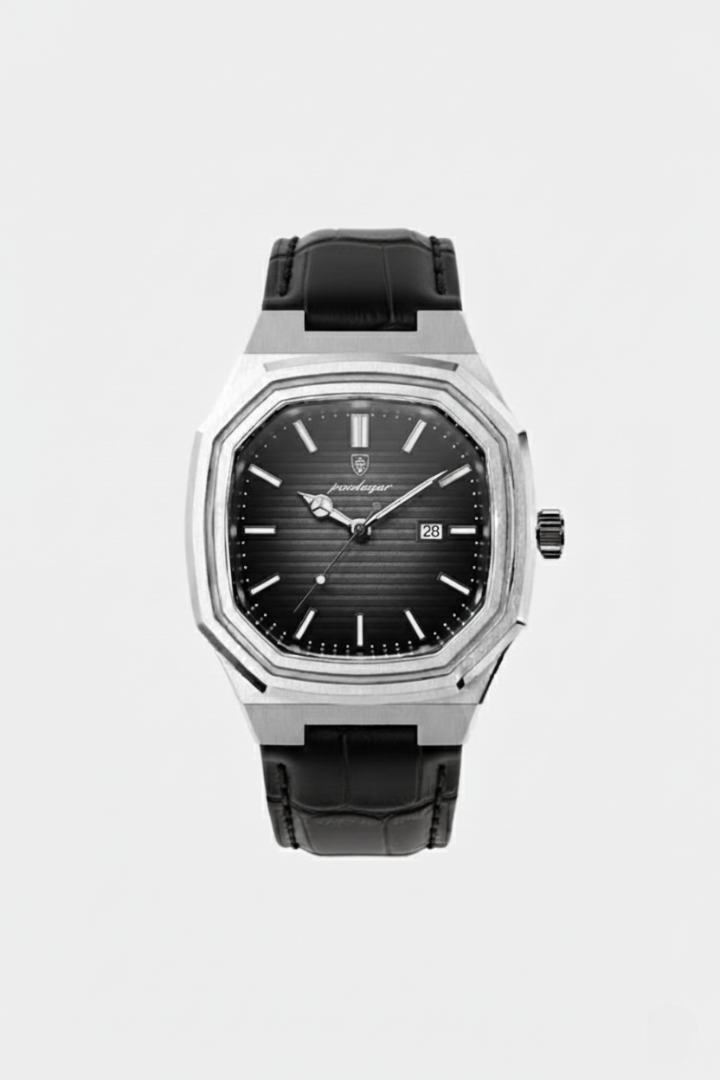 Belgravia 41mm men's watch, onyx black, steel octagonal case