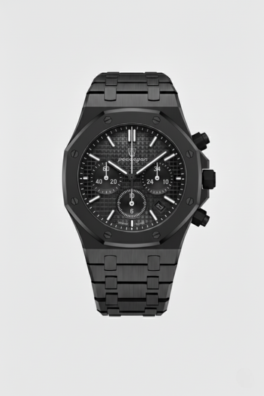 Windermere Noir 42mm men's watch, black alloy case, steel bracelet
