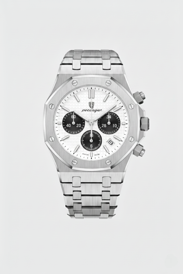 Windermere 42mm men's watch, polar white, steel case, chronograph-style dial