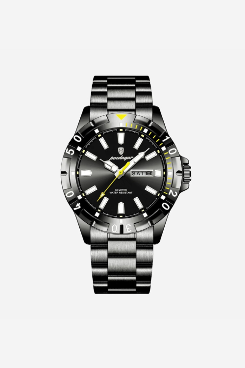 Whitmore 40mm men's watch, onyx black, steel case, dive-style bezel