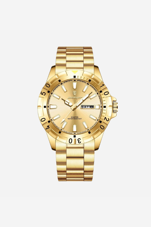 Whitmore 40mm men's watch, pure gold, steel case, dive-style bezel