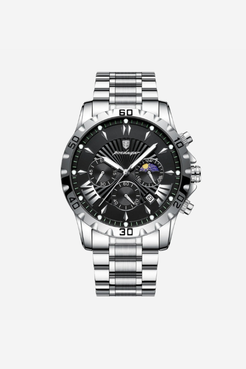 Hartwell 40mm men's watch, onyx silver, steel case and bracelet