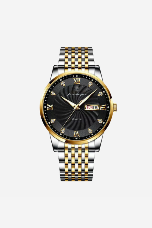 Camborne 40mm men's watch, onyx gold, steel case and bracelet
