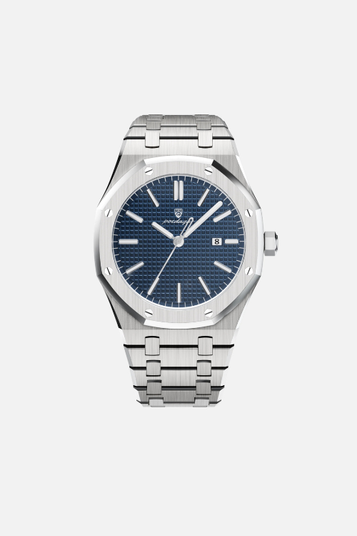 Ashford 41mm men's watch, sapphire blue, steel case with bezel screws, steel bracelet