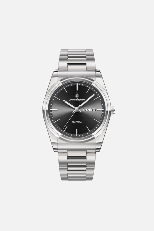 Sterling 41mm men's watch, onyx black, steel case, steel bracelet