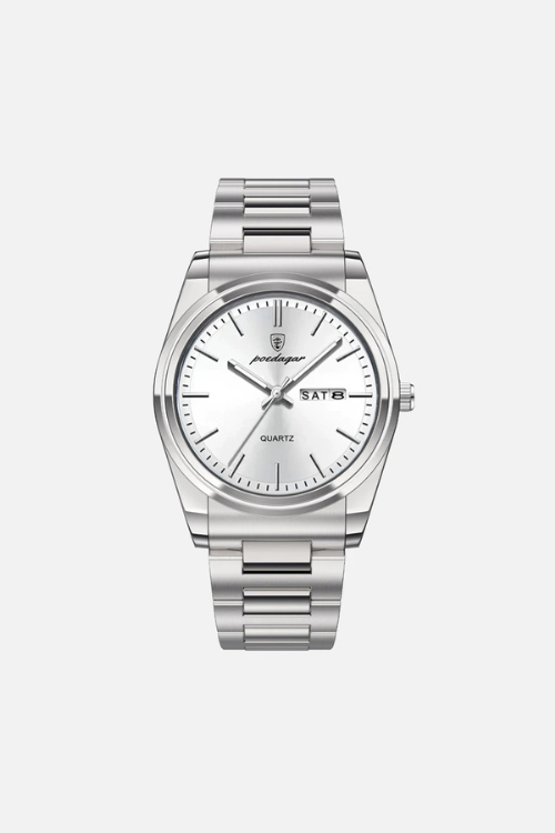 Sterling 41mm men's watch, polar white, steel case, steel bracelet