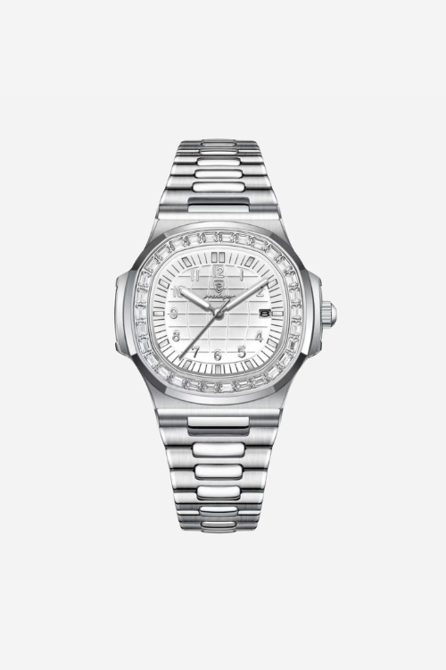 Ashcombe 40mm men's watch, polar white, steel case, chronograph-style dial