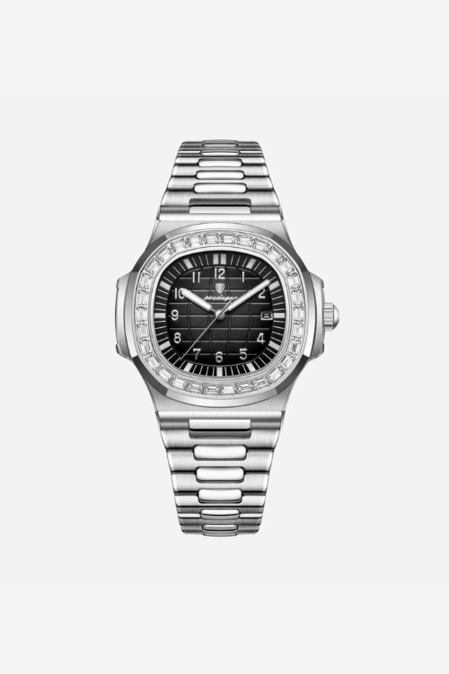 Ashcombe 40mm men's watch, onyx black, steel case, chronograph-style dial