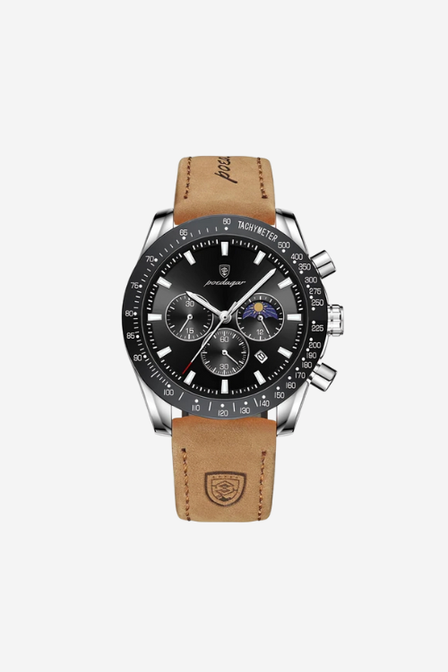Blackwell 44mm men's watch, onyx black, steel case, chronograph-style dial