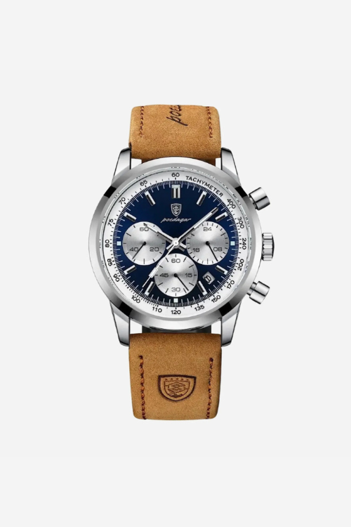 Ravensworth 41mm men's watch, sapphire blue, steel case, chronograph-style dial